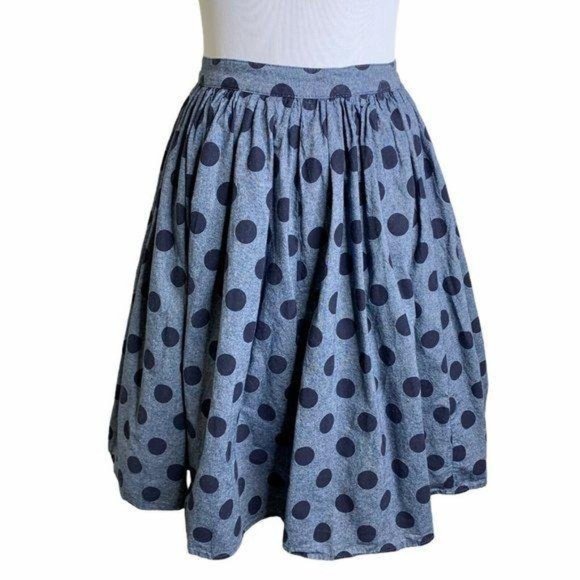 ModCloth Navy Blue Polka Dot  Knee Length Skirt - Picture 9 of 9